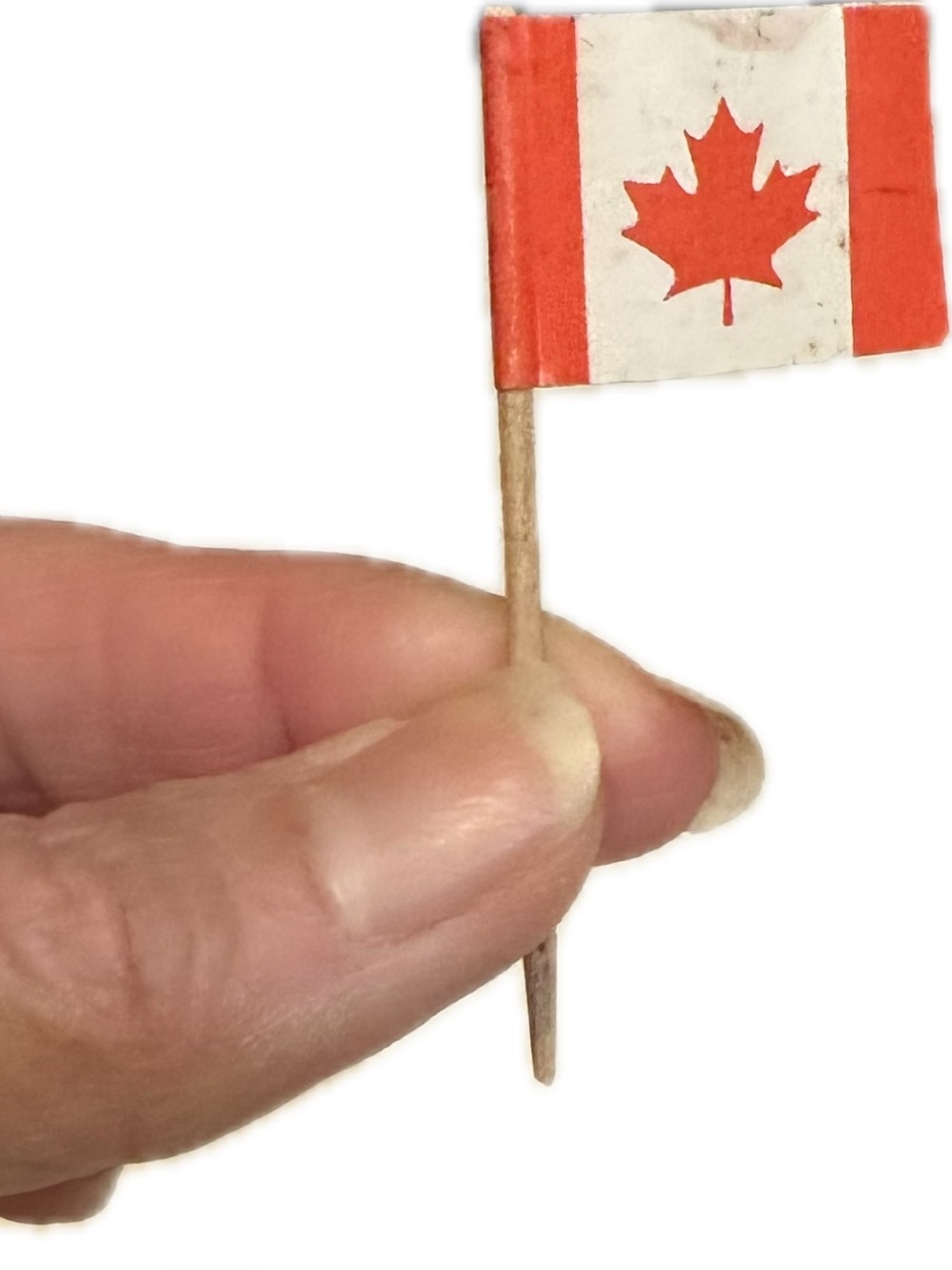 VTG MINI CANADIAN CANADA FLAG COLLECTIBLE DECOR TOOTHPICK RED WHITE 2.5”x1.25”